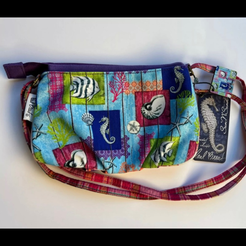 NWT Paul Brent coastal life seahorse design purse